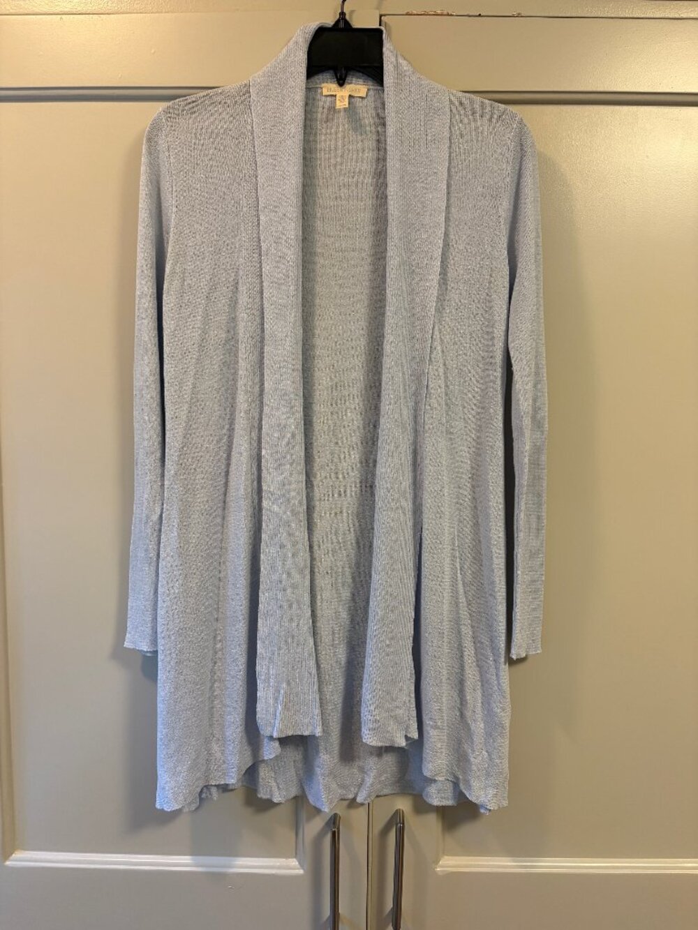 Eileen Fisher XS Open Front Organic Linen Cardigan in Light Blue
